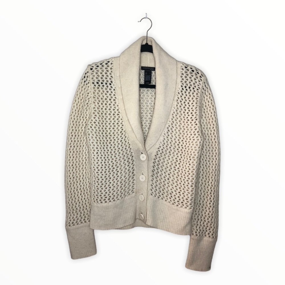 Kenneth Cole New York Cream Open Knit Sweater Sz L